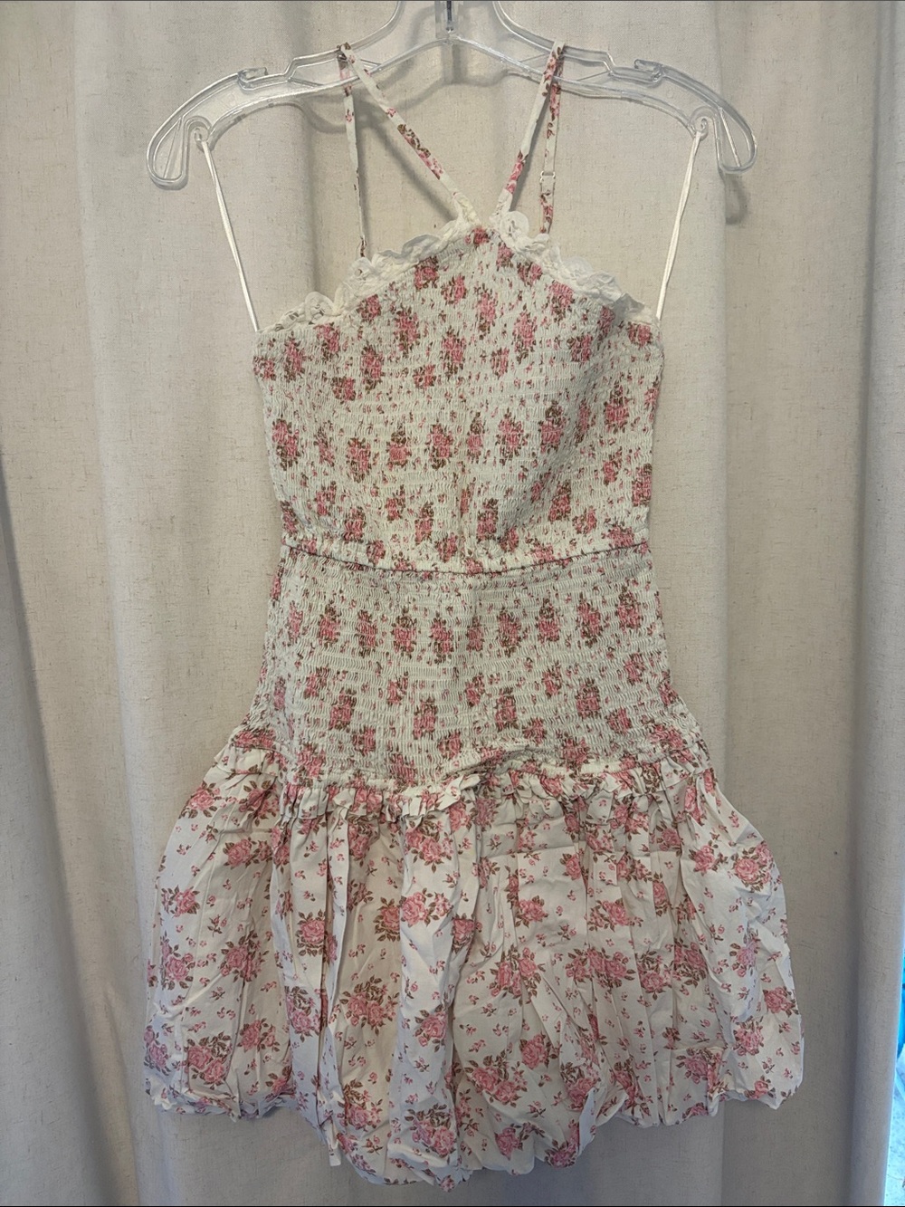 Smocked Floral Summer Dress for Girls - Pink on Cream